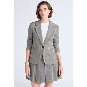 Free Assembly Women Single-Breasted Blazer, Size M 8-10 Houndstooth Stretch New!